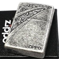 ZIPPO ライター おしゃれ ジッポ ロゴ アラベスク ニッケルバレル エッチング彫刻 唐草 アンティークシルバー かっこいい メンズ お洒落 父の日 ギフト プレゼント