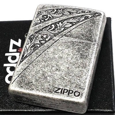 画像1: ZIPPO ライター おしゃれ ジッポ ロゴ アラベスク ニッケルバレル エッチング彫刻 唐草 アンティークシルバー かっこいい メンズ お洒落 父の日 ギフト プレゼント