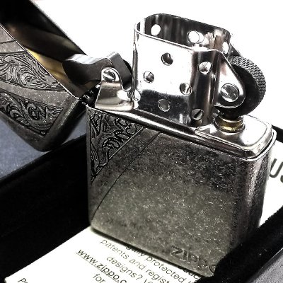 画像4: ZIPPO ライター おしゃれ ジッポ ロゴ アラベスク ニッケルバレル エッチング彫刻 唐草 アンティークシルバー かっこいい メンズ お洒落 父の日 ギフト プレゼント