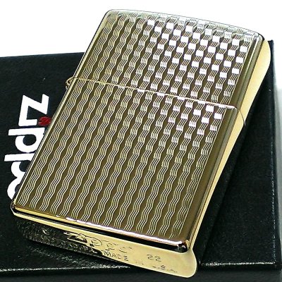 画像1: ZIPPO ライター ダイヤカット 籠目 ジッポー かごめ ゴールド K24 純金メッキ かっこいい 金タンク おしゃれ メンズ プレゼント ギフト