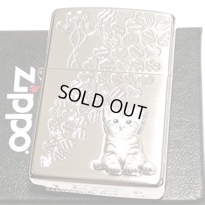 画像1: ZIPPO ライター ネコ kitten herart ash gray シルバー ジッポ 猫 可愛い ハート 立体ネコメタル 女性 レディース ねこ かわいい おしゃれ メンズ ギフト プレゼント