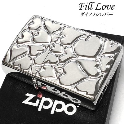 画像1: ZIPPO ハート ジッポ ライター FILL LOVE レディース シルバー 可愛い おしゃれ 女性 かわいい プレゼント ギフト