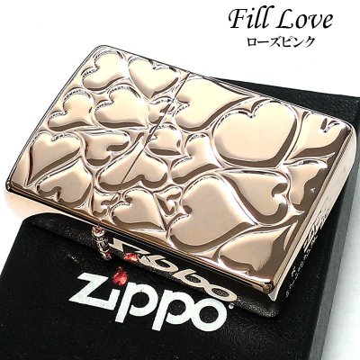 画像1: ZIPPO ライター ハート FILL LOVE ジッポ ローズピンク レディース かわいい ピンクゴールド おしゃれ 女性 プレゼント ギフト