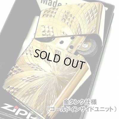 画像2: ZIPPO ライター ダイヤモンドカット スパイラル ジッポ K24 純金メッキ 彫刻 金タンク 両面加工 メンズ かっこいい ジッポー ギフト プレゼント