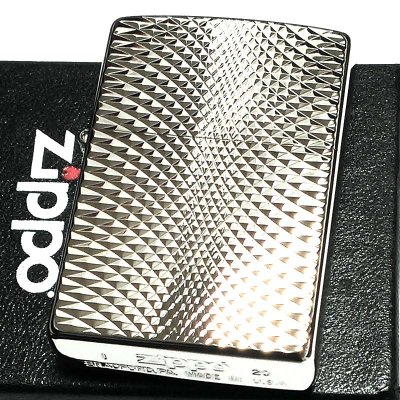 画像2: ZIPPO ライター ダイヤモンドカット ジッポ プラチナシルバー 彫刻 両面加工 銀 かっこいい おしゃれ メンズ ギフト プレゼント