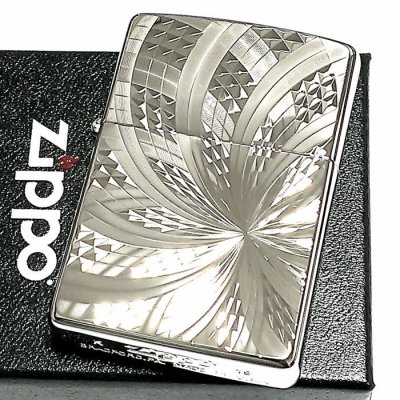 画像2: ZIPPO ライター ダイヤモンドカット スパイラル ジッポ プラチナシルバー 彫刻 両面加工 メンズ 動画あり かっこいい ジッポー ギフト プレゼント