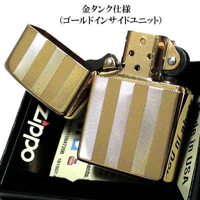 画像3: ZIPPO ライター スーパーファインエッチング ヘリンボーン柄 ゴールド ジッポ 金タンク かっこいい 両面加工 シンプル メンズ ギフト プレゼント