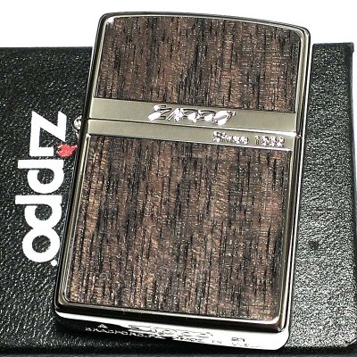 画像1: ZIPPO ライター ローズウッド ライト 彫刻 ストライプ ジッポ ウッド貼り 両面加工 シルバー 銀 かっこいい おしゃれ レディース メンズ ギフト プレゼント