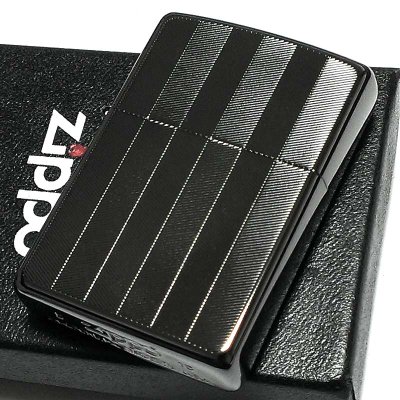 画像2: ZIPPO ライター かっこいい スーパーファインエッチング ヘリンボーン柄 ブラックニッケル ジッポ 両面加工 黒 シンプル メンズ プレゼント ギフト