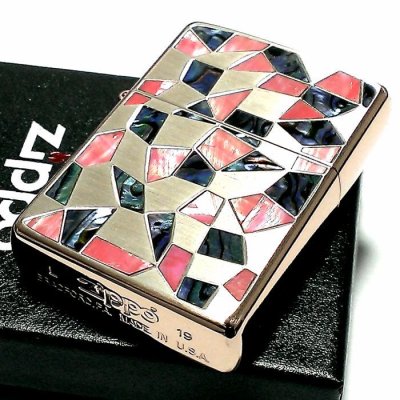 画像4: ZIPPO ライター ジッポ シェル シルバー ピンクゴールドメッキ 鏡面 天然貝象嵌 シェルイン 両面加工 おしゃれ かっこいい メンズ レディース ギフト 女性 プレゼント