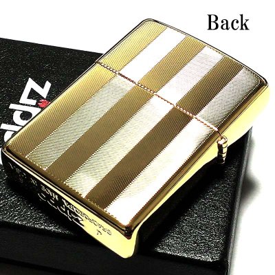 画像4: ZIPPO ライター スーパーファインエッチング ヘリンボーン柄 ゴールド ジッポ 金タンク かっこいい 両面加工 シンプル メンズ ギフト プレゼント