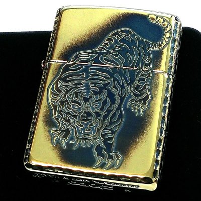 画像2: ZIPPO アーマー 唐草 虎 ジッポ ライター 5面彫刻 イブシ加工 ゴールド タイガー 重厚 アラベスク コーナーリューター 金タンク 燻し仕上げ かっこいい 高級 メンズ 渋い ギフト プレゼント