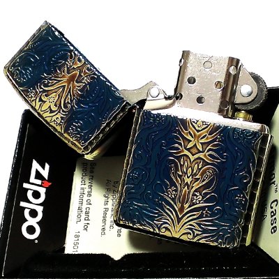 画像4: ZIPPO アーマー ジッポ アンティークフローラル 両面彫刻加工 ゴールド 古美仕上げ 重厚モデル 花 銀 ライター かっこいい メンズ レディース プレゼント ギフト