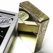 画像6: ZIPPO ライター ジッポ 1935 復刻レプリカ ゴールド アンティークブラス 3面アラベスク ダイアゴナルライン 3バレル 唐草 彫刻 アンティーク 角型 メンズ ギフト プレゼント (6)