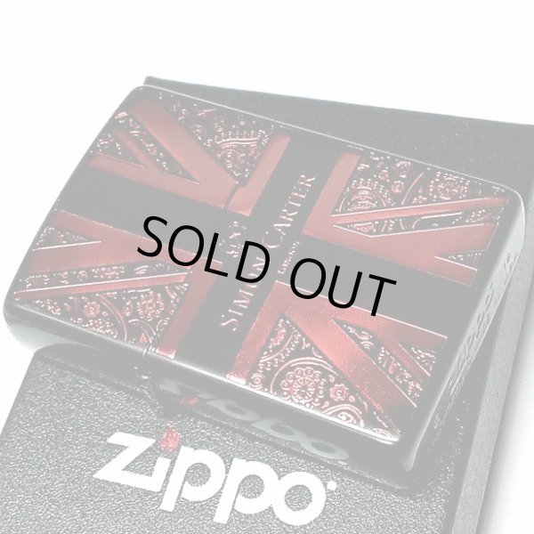 ZIPPO サイモンカーター ジッポ ライター ブランド ユニオンジャック＆ペイズリー マットブラック ワインレッド 艶消し黒 彫刻 かっこいい  メンズ プレゼント