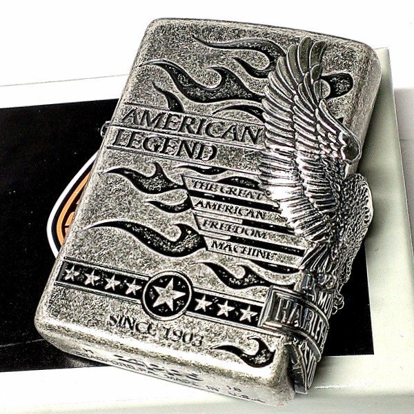 画像1: ZIPPO ハーレーダビッドソン ジッポ ライター アンティークシルバー 銀古美 3面大型メタル 鷲 HARLEY-DAVIDSON 日本国内限定モデル かっこいい メンズ ギフト (1)