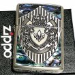 画像2: ZIPPO アーマー シェルシールド ジッポ ライター 深彫 重厚 かっこいい 銀イブシ クリアーコーティング加工 貝貼り シルバー おしゃれ メンズ レディース ギフト (2)