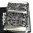 画像3: ZIPPO ライター メタルジャケット ダブルクロス 超重厚 シルバーイブシ ジッポ 4面加工 彫刻デザイン 銀 メンズ アクセサリー かっこいい 十字架 プレゼント ギフト (3)