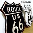 画像1: ブリキ看板 ビンテージ ROUTE66 ダイスカット 壁掛け アメリカン ガレージ プレート 壁飾り 雑貨 大きい インテリア 可愛い かわいい サーファー カフェ 店舗 (1)