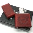 画像5: ZIPPO 革巻き ジッポ ライター ダメージ加工 レッド 赤 牛本皮 ユーズド仕上げ zippoロゴ ハンドメイド かっこいい おしゃれ ギフト 女性 (5)