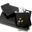 画像4: ZIPPO ライター 革巻き ジッポ おしゃれ カオス ブラック スリードットスタッズ 真鍮 Leather Works 黒 牛本皮 ハンドメイド 彫刻 かっこいい メンズ ブランド ギフト (4)