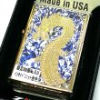 画像2: ZIPPO ライター 限定88個 龍 ジッポ ドラゴン かっこいい 彫刻 金タンク ゴールド ブルー＆ホワイト シリアルナンバー入り 両面加工 竜 八 和柄 御守り メンズ 父の日 ギフト プレゼント (2)