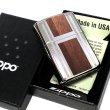 画像5: ZIPPO 両面加工 エッチング ジッポ ライター ロゴ ダブルライン シルバー ブラウン ニッケルメッキ かっこいい おしゃれ ギフト プレゼント メンズ 木目調 渋い (5)