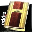 画像2: ZIPPO ダブルライン ニッケルメッキ 両面加工 エッチング ジッポ ライター ゴールド ブラウン かっこいい ロゴ おしゃれ ギフト プレゼント メンズ 木目調 渋い (2)