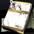 画像2: ZIPPO ライター ロゴ ジッポー ゴールド ホワイト 金タンク 4面加工 大理石 Marble Logo かっこいい おしゃれ メンズ ギフト プレゼント (2)