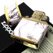 画像5: ZIPPO ライター ロゴ ジッポー ゴールド ホワイト 金タンク 4面加工 大理石 Marble Logo かっこいい おしゃれ メンズ ギフト プレゼント (5)