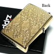 画像3: ZIPPO ヨーロピアン レース ジッポ ライター ゴールド 両面加工 エッチング彫刻 中世模様 チタン加工 両面別柄 金 レディース 高級 おしゃれ かっこいい メンズ ギフト プレゼント (3)