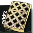 画像2: ZIPPO ライター ダイアモンドパターン ゴールド＆ブラック ジッポ 金タンク 両面加工 黒 エッチング彫刻 かっこいい おしゃれ メンズ ギフト プレゼント (2)