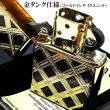 画像4: ZIPPO ライター ダイアモンドパターン ゴールド＆ブラック ジッポ 金タンク 両面加工 黒 エッチング彫刻 かっこいい おしゃれ メンズ ギフト プレゼント (4)