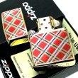 画像7: ZIPPO ダイアモンドパターン ジッポ ライター ゴールド＆レッド 金タンク 赤 両面加工 彫刻 かっこいい おしゃれ メンズ ギフト プレゼント (7)