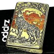 画像2: ZIPPO 狼 かっこいい ウルフデザイン ジッポ ライター 彫刻 オオカミ WOLF DESIGN アンティークゴールド 珍しい メンズ 真鍮メッキ 金燻し おしゃれ ギフト プレゼント (2)