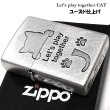 画像1: ZIPPO 可愛い Let’s play together CAT 猫 ジッポ ライター シルバー おしゃれ ネコ 銀 かわいい 女性 レディース メンズ ギフト プレゼント (1)