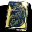 画像2: ZIPPO アーマー 唐草 鯉 ジッポ ライター アラベスク ゴールド 5面彫刻 金タンク いぶし加工 重厚 コーナーリューター 燻し仕上げ かっこいい 渋い メンズ 高級 ギフト プレゼント (2)